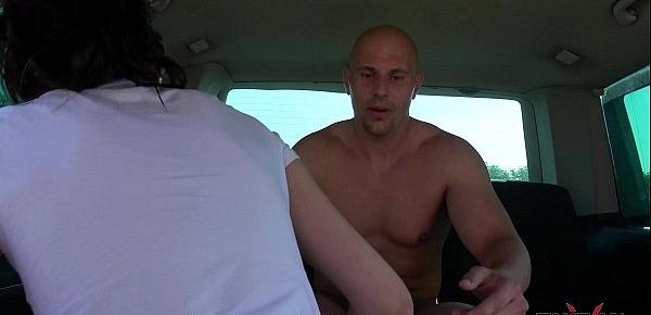  Czech Slut Enters in the Pick-Up Van to be Shared by Two Kinky Dudes